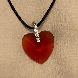 Swarovski Ruby Red Heart Pendant Necklace – Crystal & Rhodium Finish
